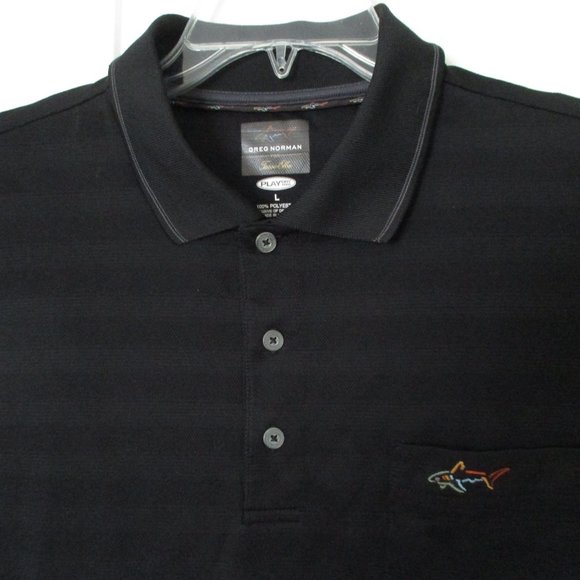 Greg Norman for Tasso Elba Mens L/S Black Golf Polo Shirt NWOT - Size L - Picture 1 of 2